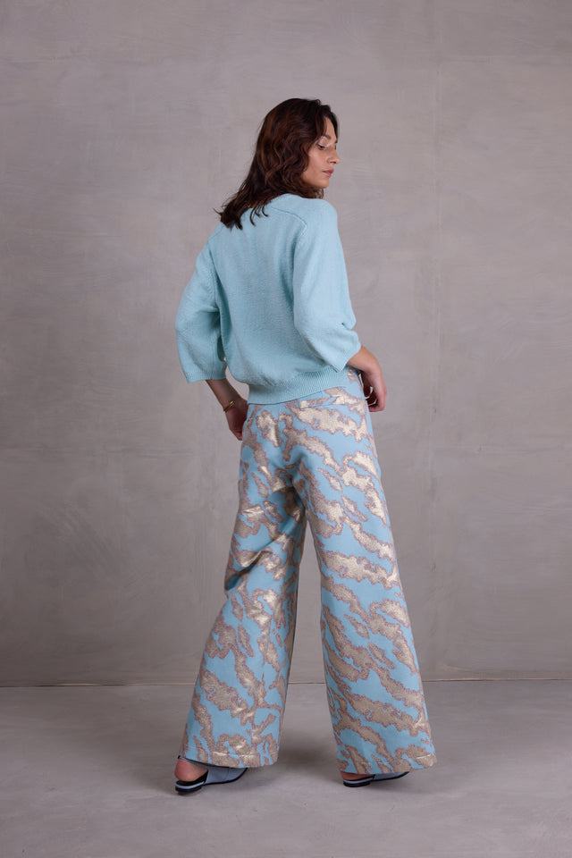 Nathalie Vleeschouwer Bolivar Broek In Blue Archipel Jacquard