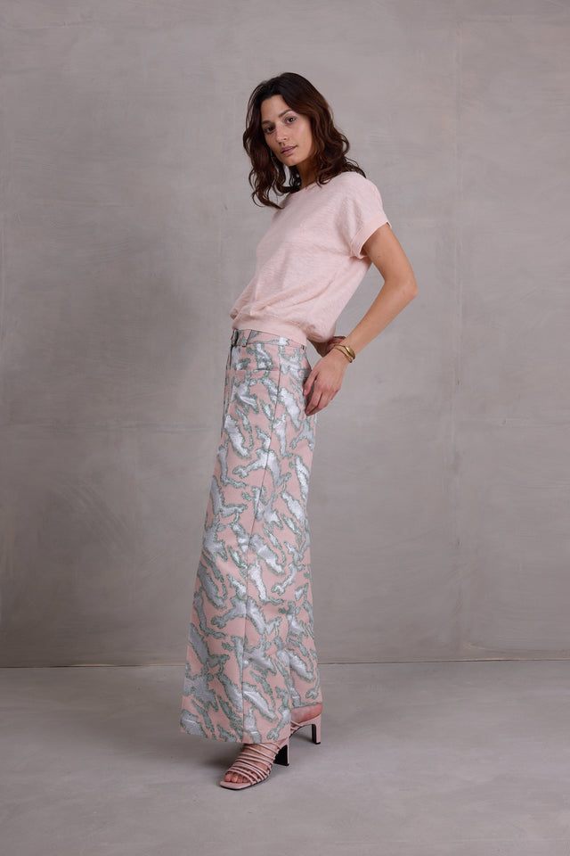 Nathalie Vleeschouwer Bolivar Broek In Pink Archipel Jacquard