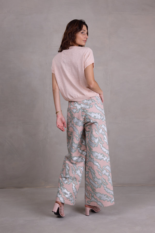 Nathalie Vleeschouwer Bolivar Broek In Pink Archipel Jacquard