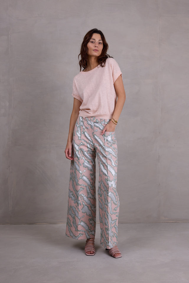 Nathalie Vleeschouwer Bolivar Broek In Pink Archipel Jacquard