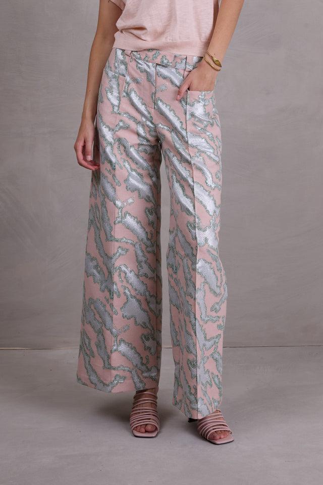 nathalie vleeschouwer Bolivar broek in pink archipel jacquard