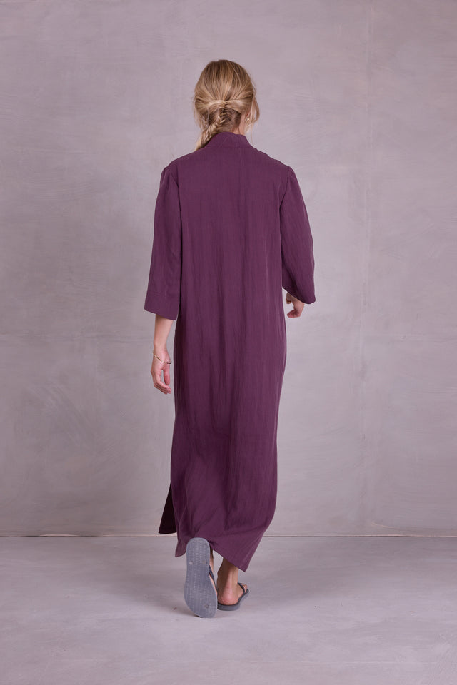 Nathalie Vleeschouwer Bonita Jurk In Aubergine Tencel