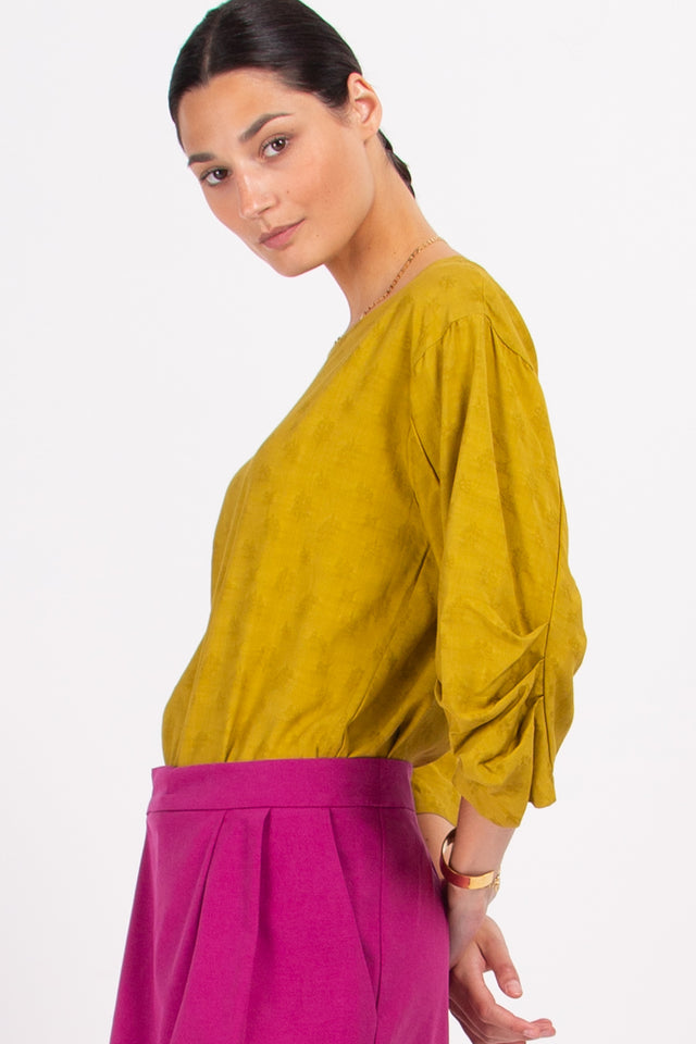 Nathalie Vleeschouwer Camille Blouse In Olive Woven Berries