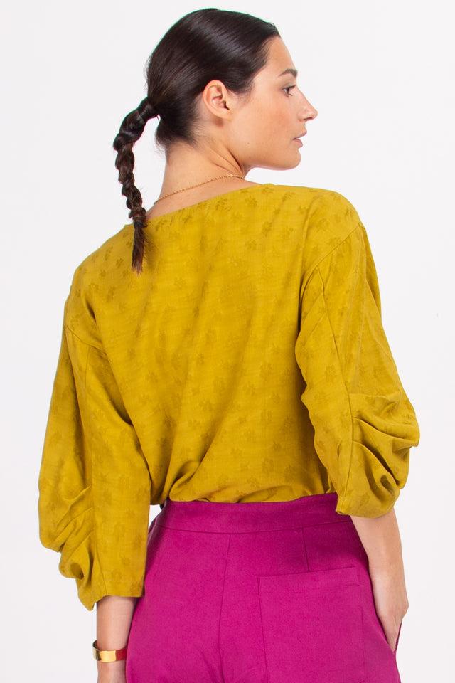 Nathalie Vleeschouwer Camille Blouse In Olive Woven Berries