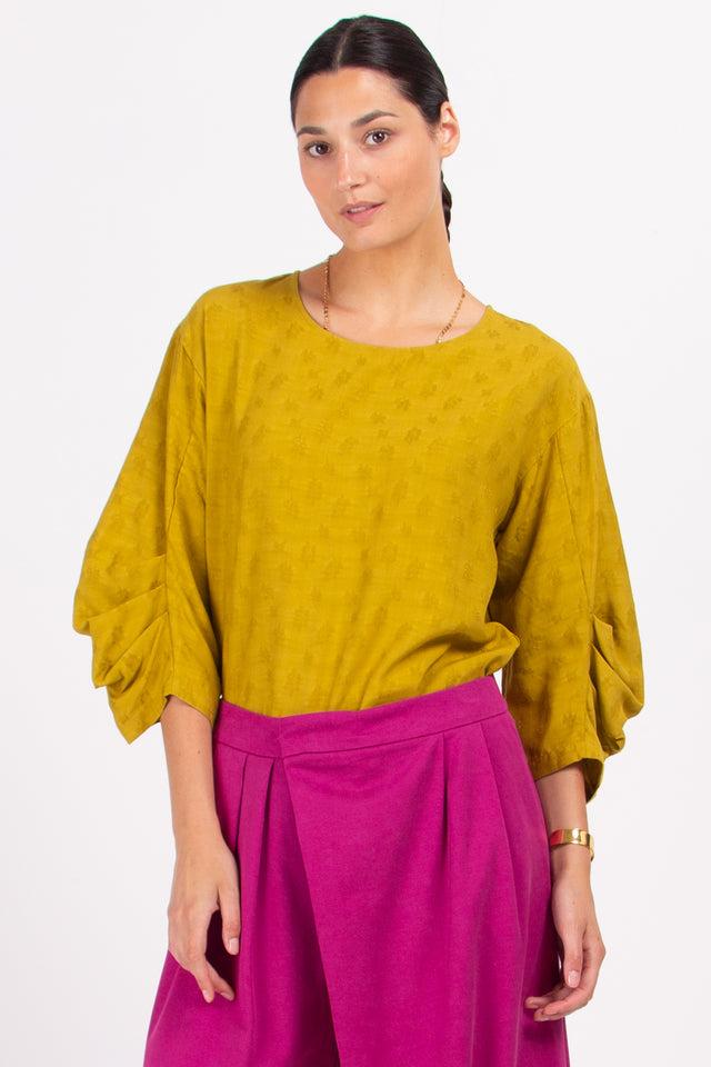 nathalie vleeschouwer Camille blouse in olive woven berries