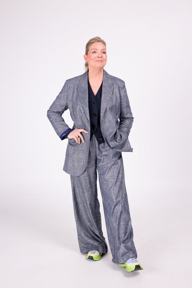 nathalie vleeschouwer Casper blauw gemêleerde blazer