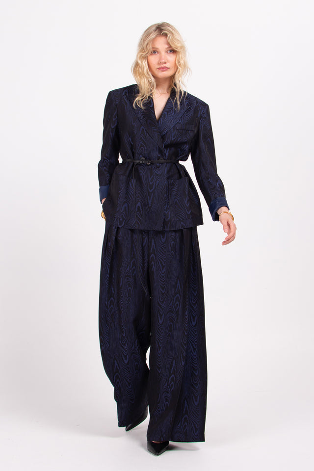 nathalie vleeschouwer Cezar broek in midnight wood jacquard
