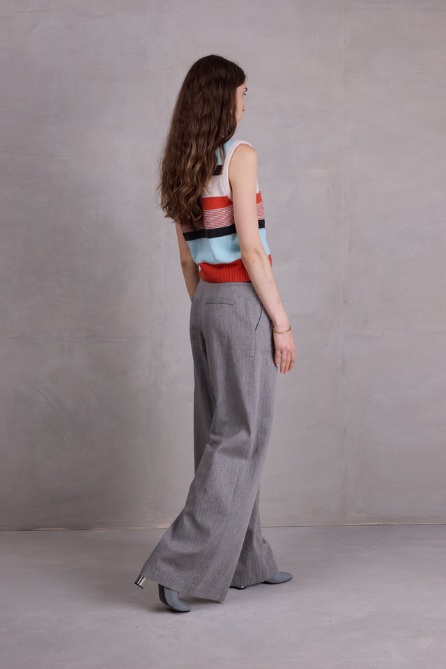 Nathalie Vleeschouwer Cezar Broek In Steel Grey Herringbone