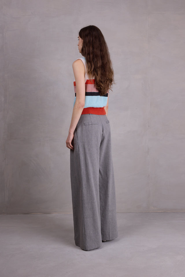 Nathalie Vleeschouwer Cezar Broek In Steel Grey Herringbone