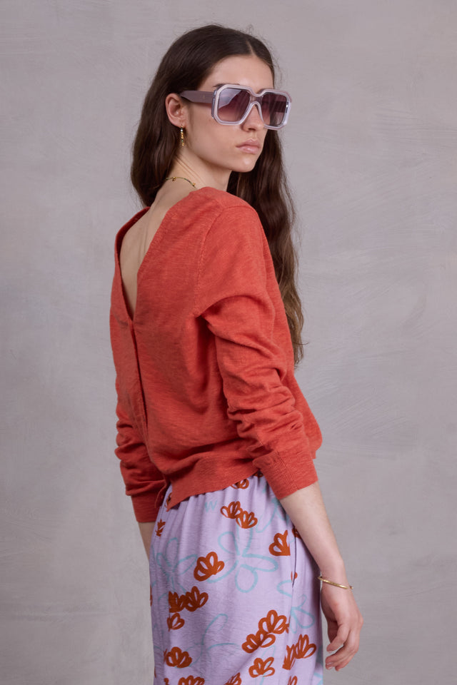 nathalie vleeschouwer Corleone truitje met knoopjes in coral