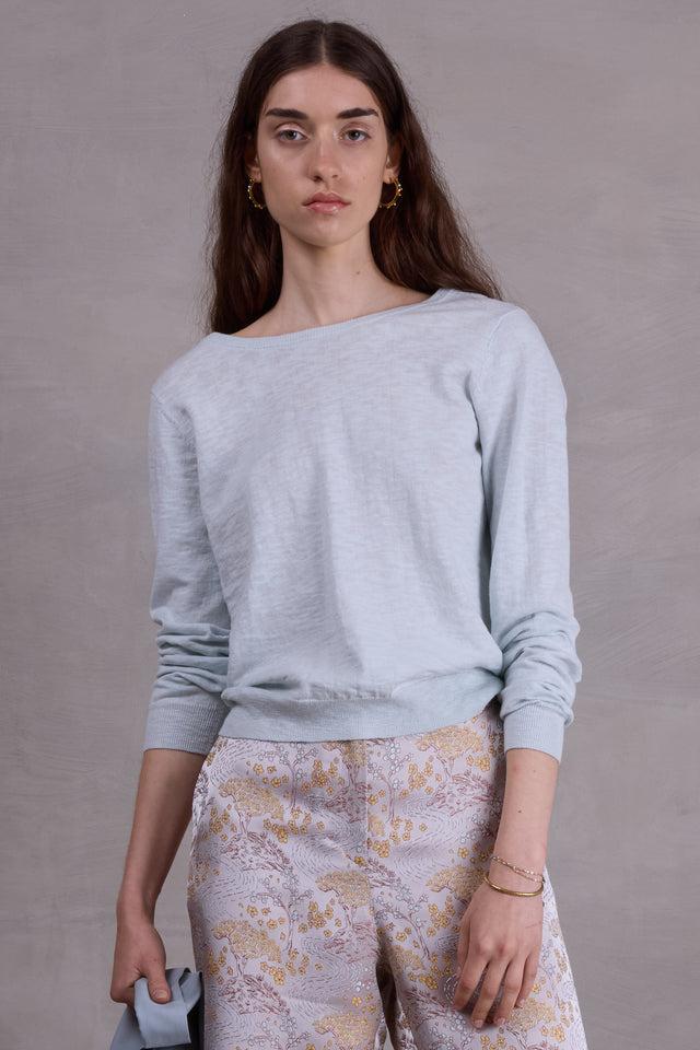 nathalie vleeschouwer Corleone truitje met knoopjes in ice blue