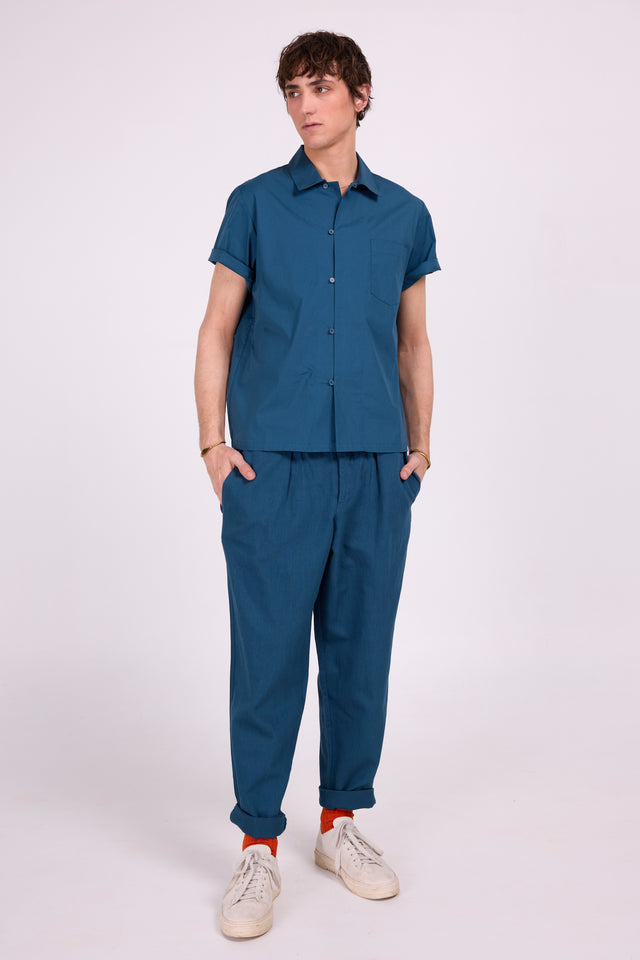 nathalie vleeschouwer Dan petrolkleurige barrel broek