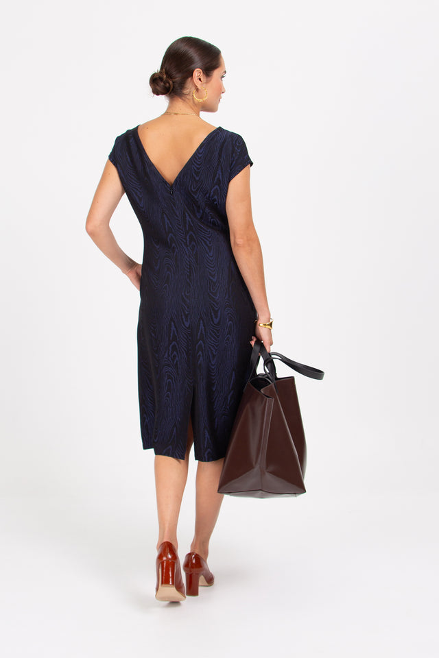 Nathalie Vleeschouwer Danira Jurk In Midnight Wood Jacquard