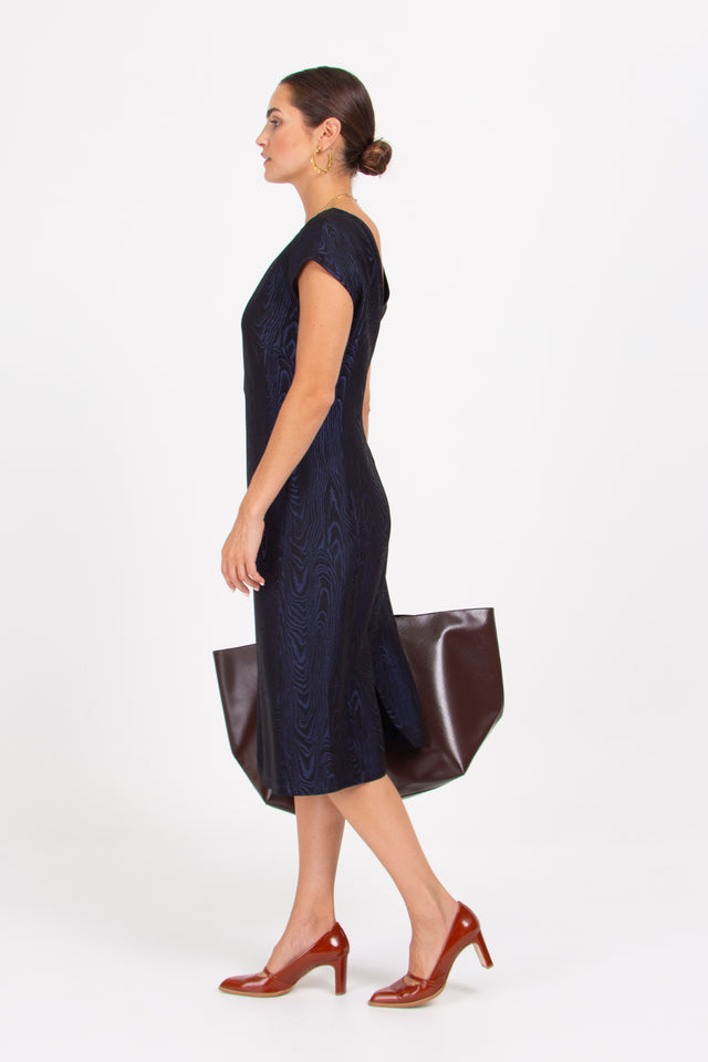 Nathalie Vleeschouwer Danira Jurk In Midnight Wood Jacquard