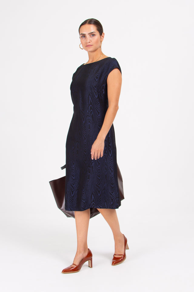 Nathalie Vleeschouwer Danira Jurk In Midnight Wood Jacquard