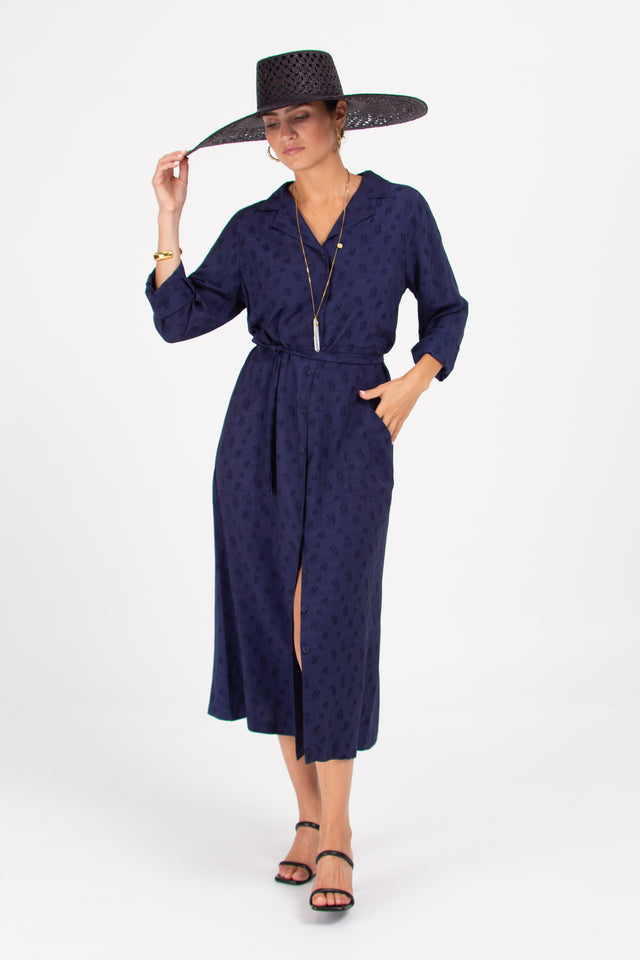 Nathalie Vleeschouwer Danisha Blauwe Jurk In Woven Berries