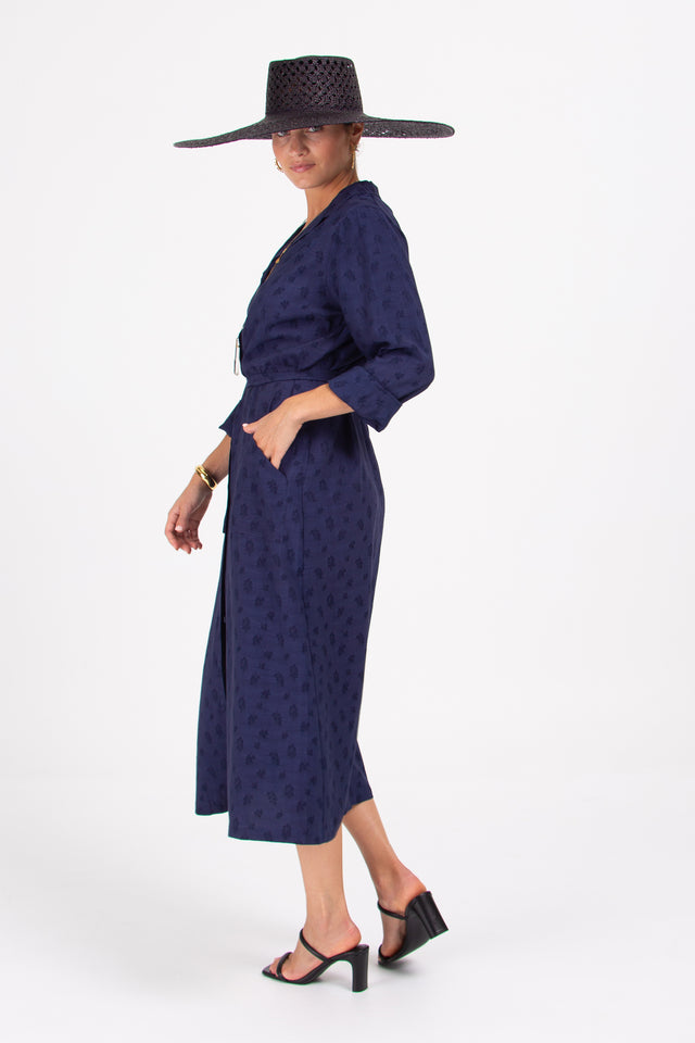 Nathalie Vleeschouwer Danisha Blauwe Jurk In Woven Berries