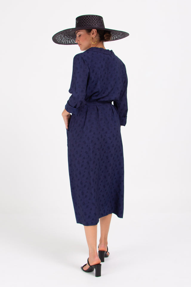 Nathalie Vleeschouwer Danisha Blauwe Jurk In Woven Berries