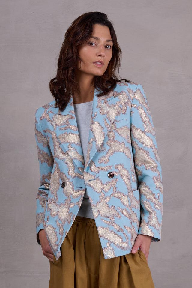 nathalie vleeschouwer Davos blazer in blue archipel jacquard