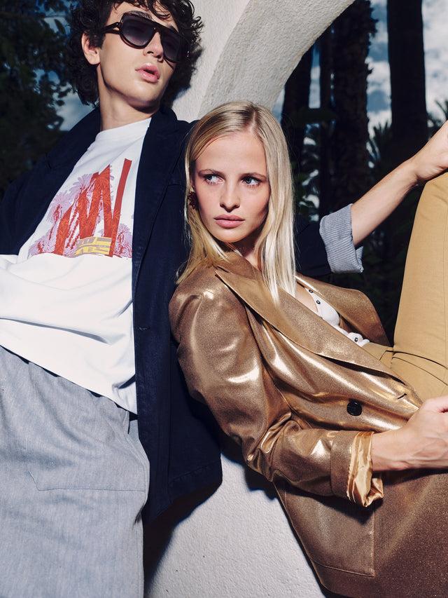 Nathalie Vleeschouwer Davos Blazer In Gold Disco Twill