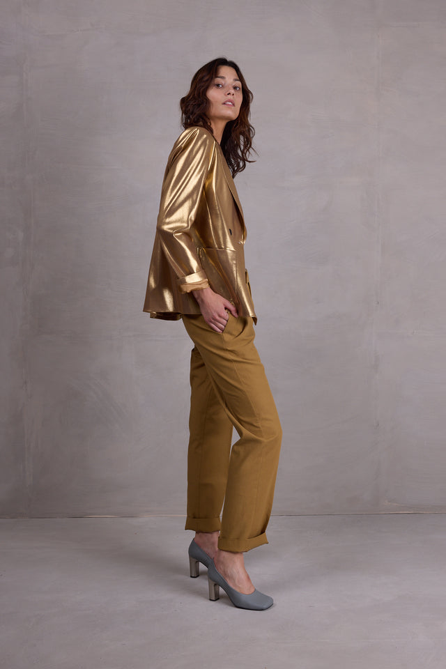 Nathalie Vleeschouwer Davos Blazer In Gold Disco Twill