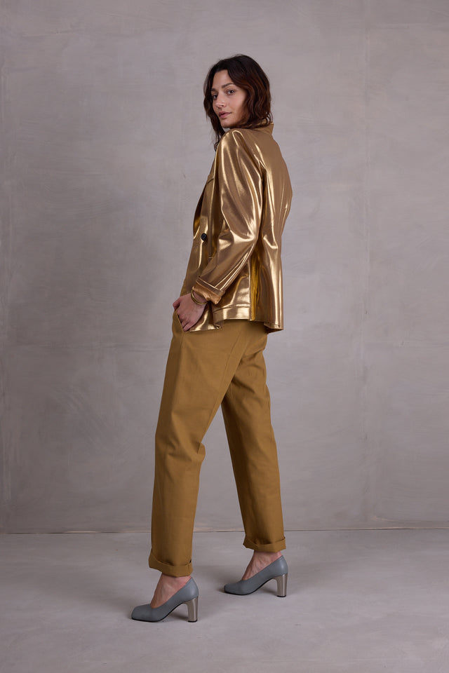Nathalie Vleeschouwer Davos Blazer In Gold Disco Twill