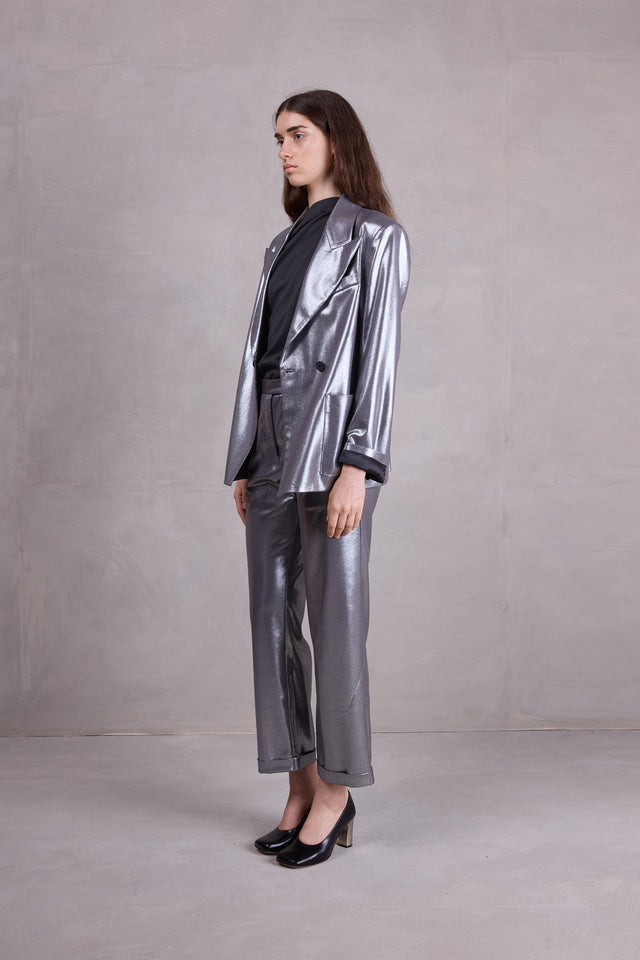 Nathalie Vleeschouwer Davos Blazer In Silver Disco Twill