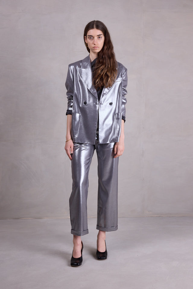 Nathalie Vleeschouwer Davos Blazer In Silver Disco Twill