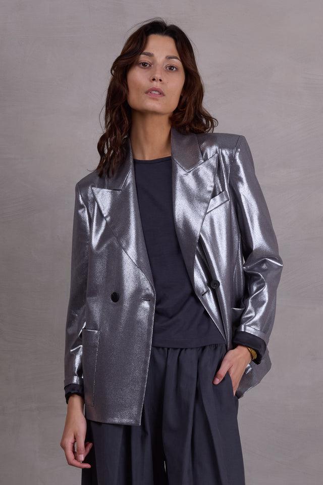 Nathalie Vleeschouwer Davos Blazer In Silver Disco Twill