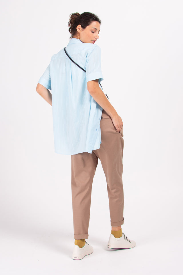 Nathalie Vleeschouwer Dax Lichtblauw Lang Hemd In Frans Katoen