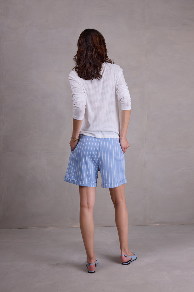 Nathalie Vleeschouwer Diaz Short In Powder Blue Stripes
