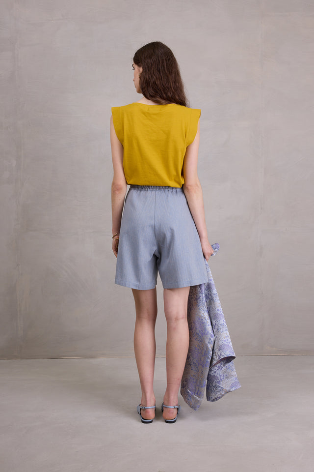 Nathalie Vleeschouwer Diede Short In Dusk Blue Herringbone