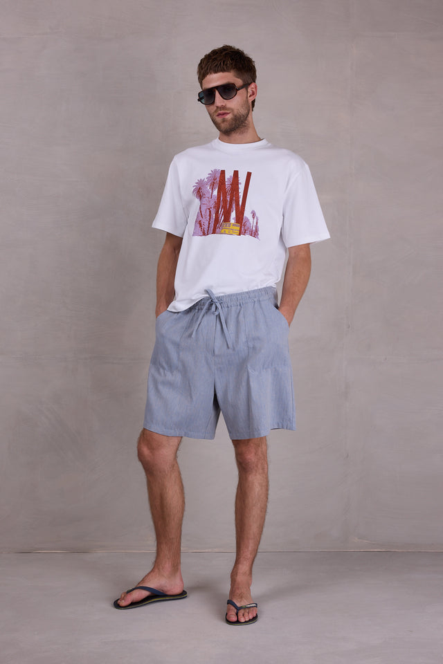 Nathalie Vleeschouwer Diede Short In Dusk Blue Herringbone