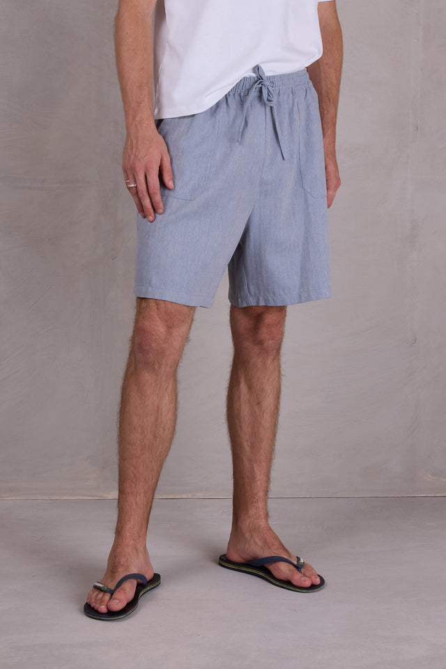nathalie vleeschouwer Diede short in dusk blue herringbone