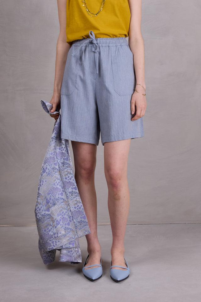 nathalie vleeschouwer Diede short in dusk blue herringbone