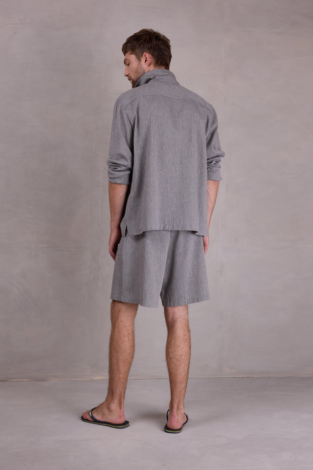 Nathalie Vleeschouwer Diede Short In Steel Grey Herringbone