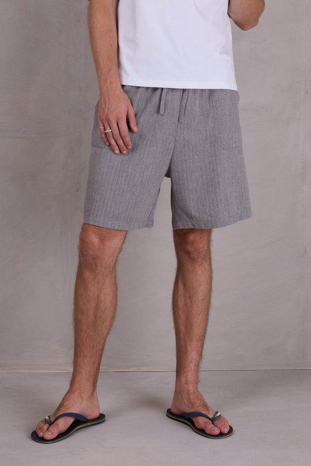 nathalie vleeschouwer Diede short in steel grey herringbone