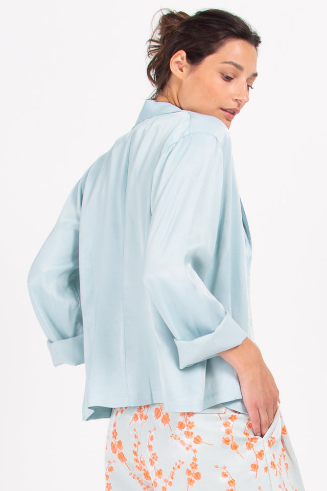 Nathalie Vleeschouwer Dolores Satijnen Blouse In Ijsblauw