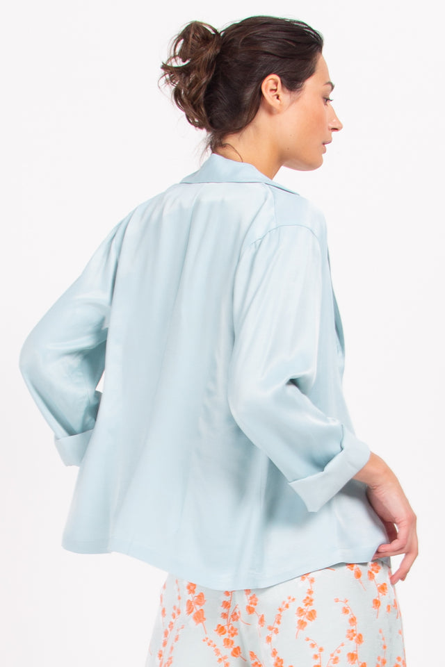 Nathalie Vleeschouwer Dolores Satijnen Blouse In Ijsblauw