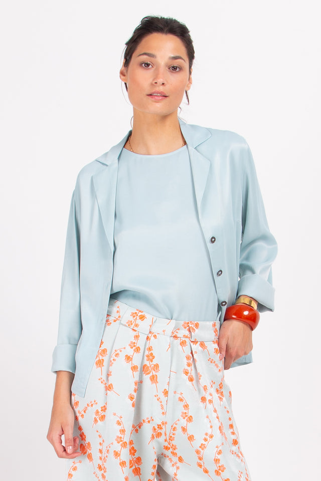 nathalie vleeschouwer Dolores satijnen blouse in ijsblauw