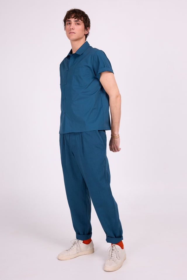 Nathalie Vleeschouwer Domenico Petrol Hemd Met Korte Mouwen