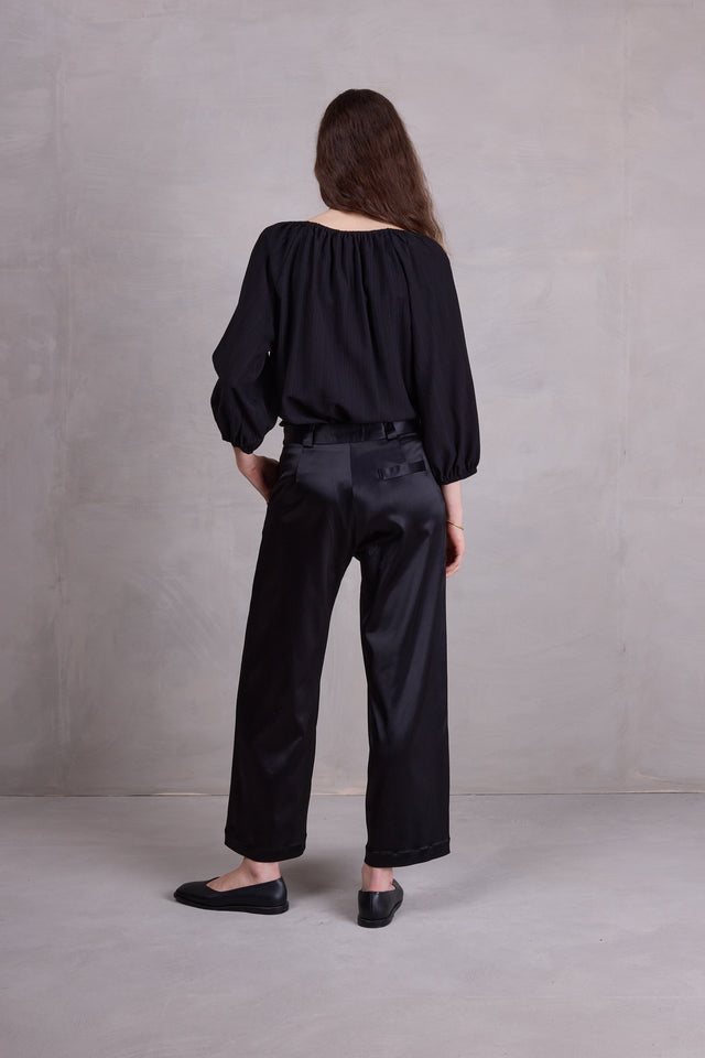 Nathalie Vleeschouwer Dong Broek In Black Satin Stretch