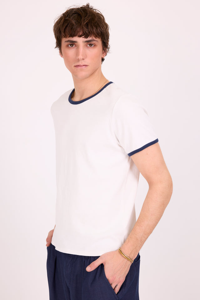 nathalie vleeschouwer Drue T-shirt met navy contrastboord