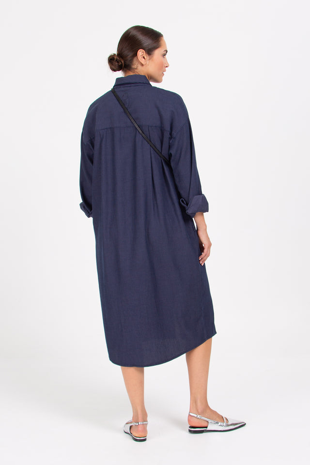 Nathalie Vleeschouwer Duran Donkerblauw Gestreepte Hemdjurk