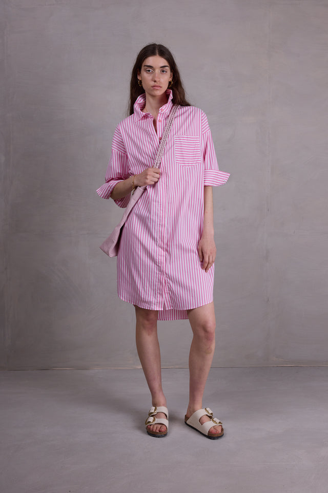 nathalie vleeschouwer Duran hemdsjurk in pink stripes