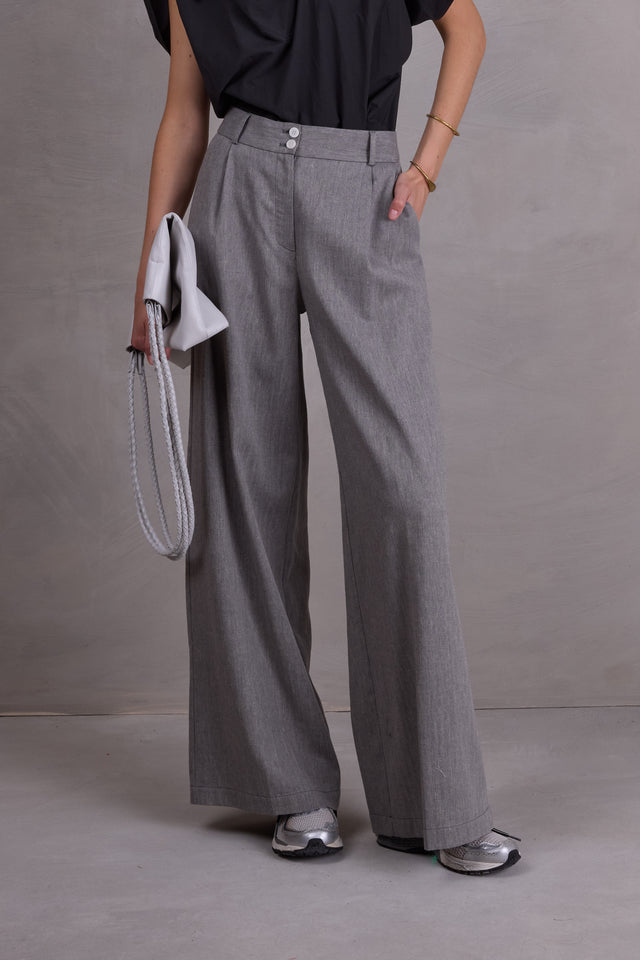 nathalie vleeschouwer Edward broek in steel grey herringbone