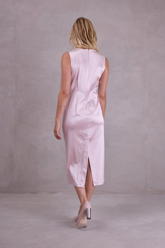 Nathalie Vleeschouwer Emelia Jurk In Blush Satin Stretch