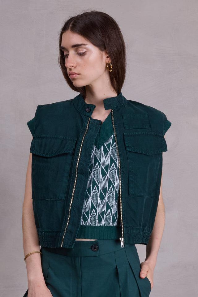 nathalie vleeschouwer Fallonn cargo jasje in evergreen