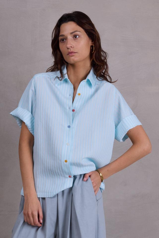 nathalie vleeschouwer Falma lichtblauw gestreept hemd