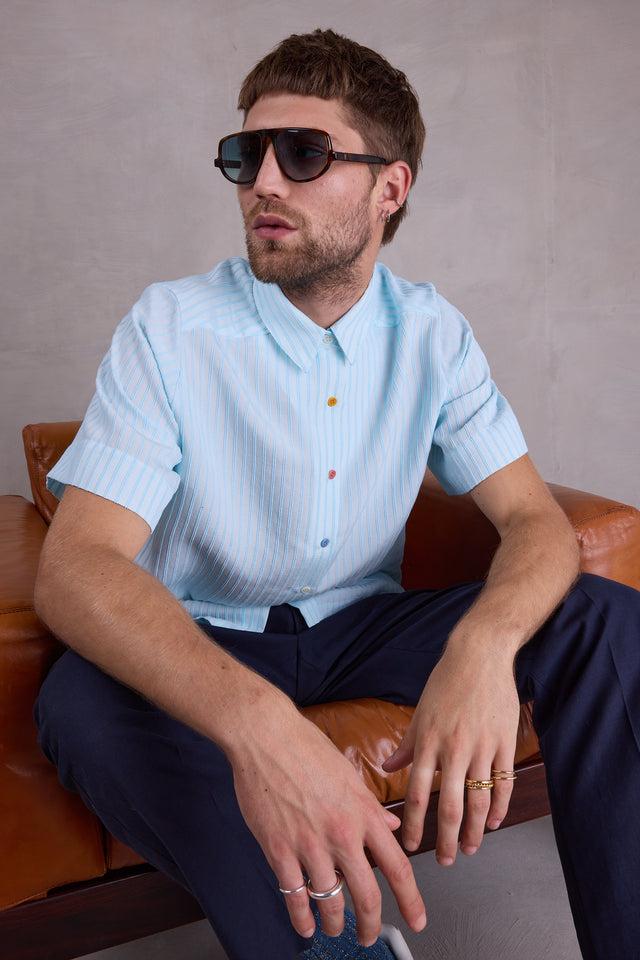 Nathalie Vleeschouwer Falma Light Blue Gestreept Hemd